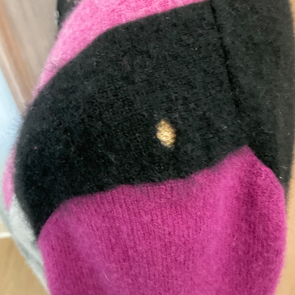 Charter club cashmere 2-ply color blocked cardigan sweater pink/grey w/ flaw - Picture 12 of 12